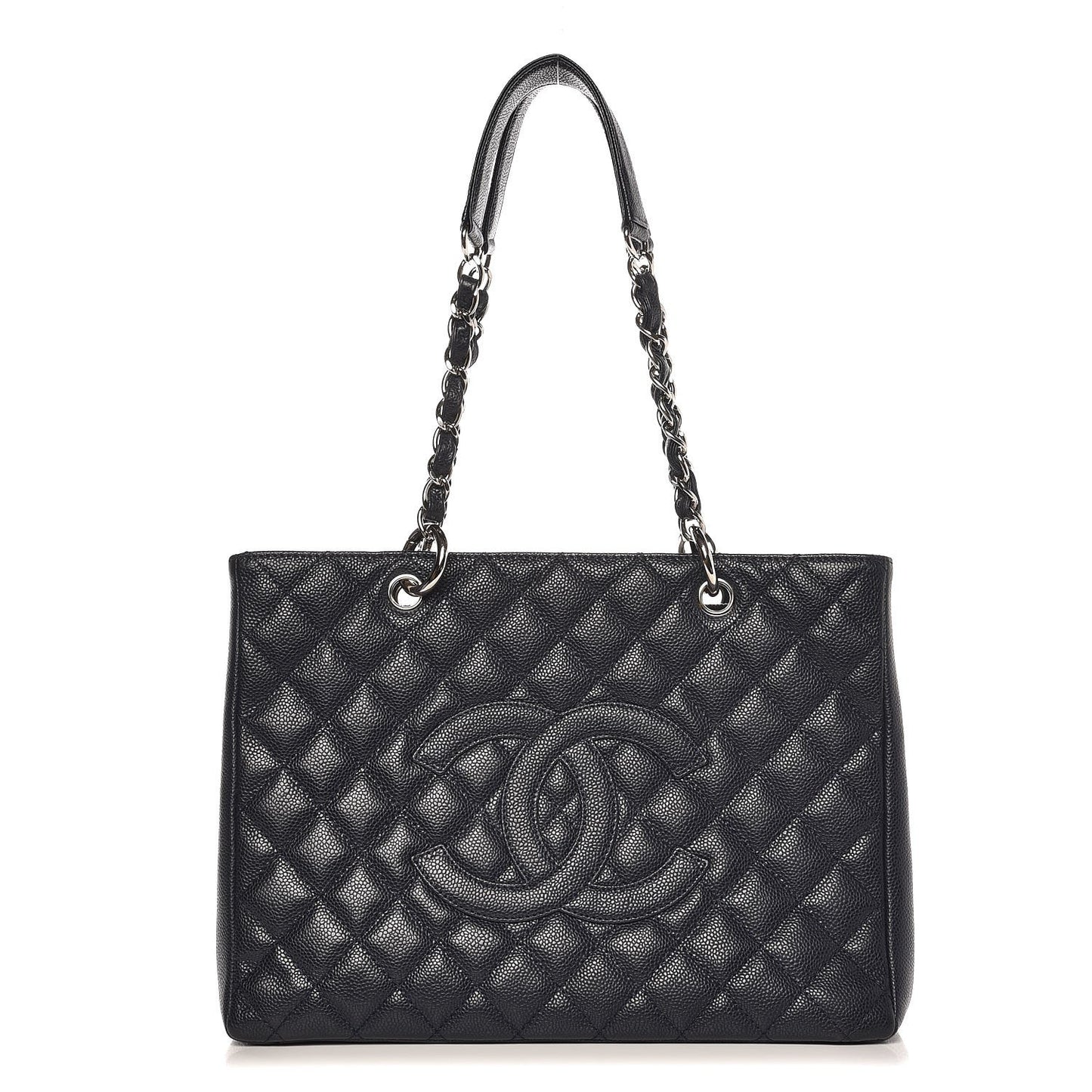 Caviar Quilted Grand Shopping Tote GST Navy Blue