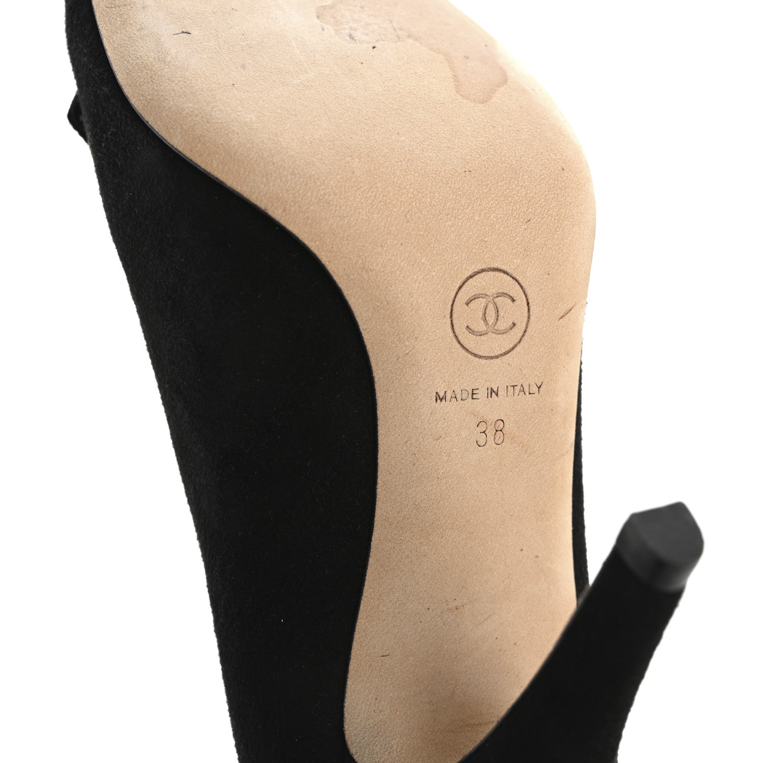Chanel Suede Grosgrain Cap Toe CC Pumps 38 Black 9 of 11