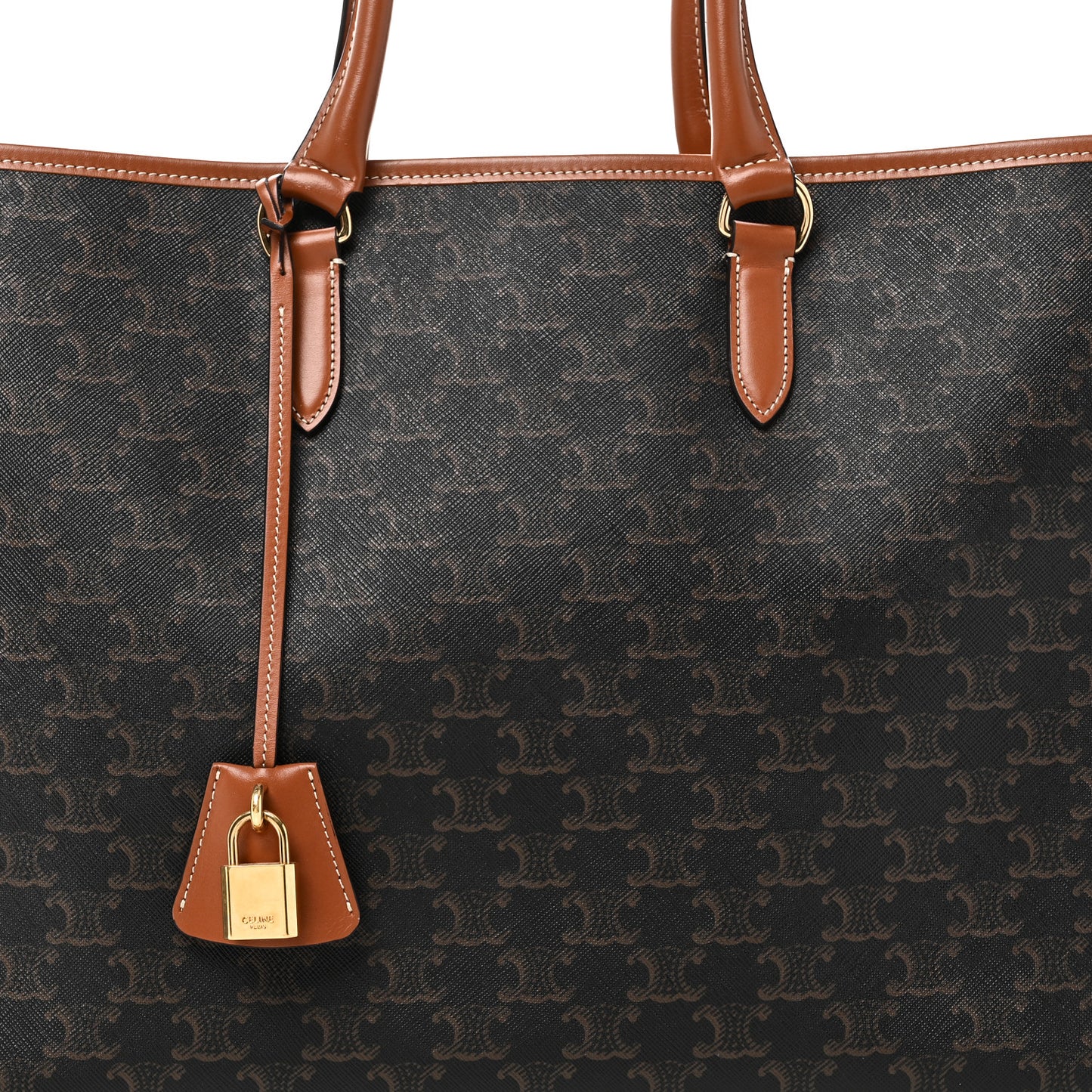 Triomphe Canvas Calfskin Horizontal Cabas Tan