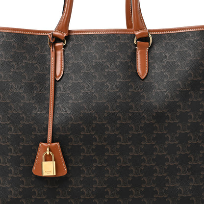 Celine Triomphe Canvas Calfskin Horizontal Cabas Tan 7 of 9