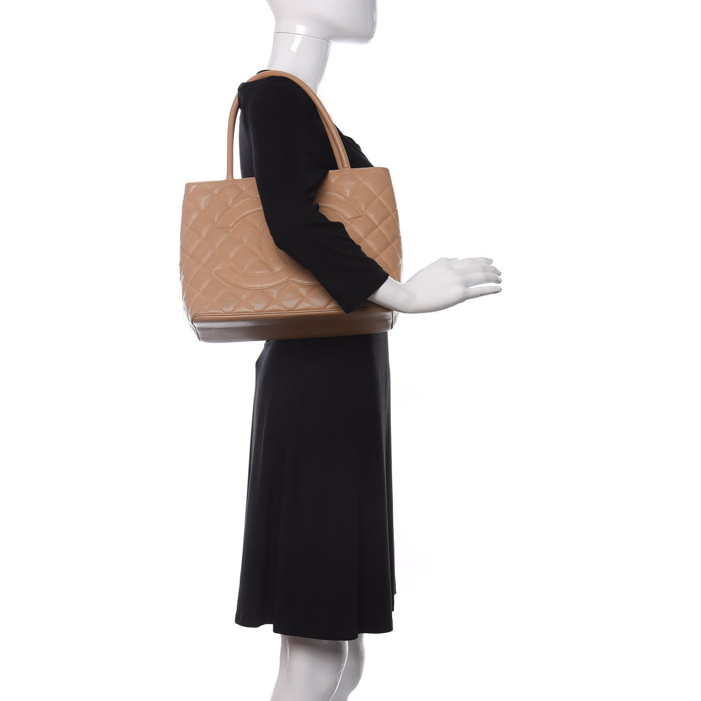 Caviar Quilted Medallion Tote Beige