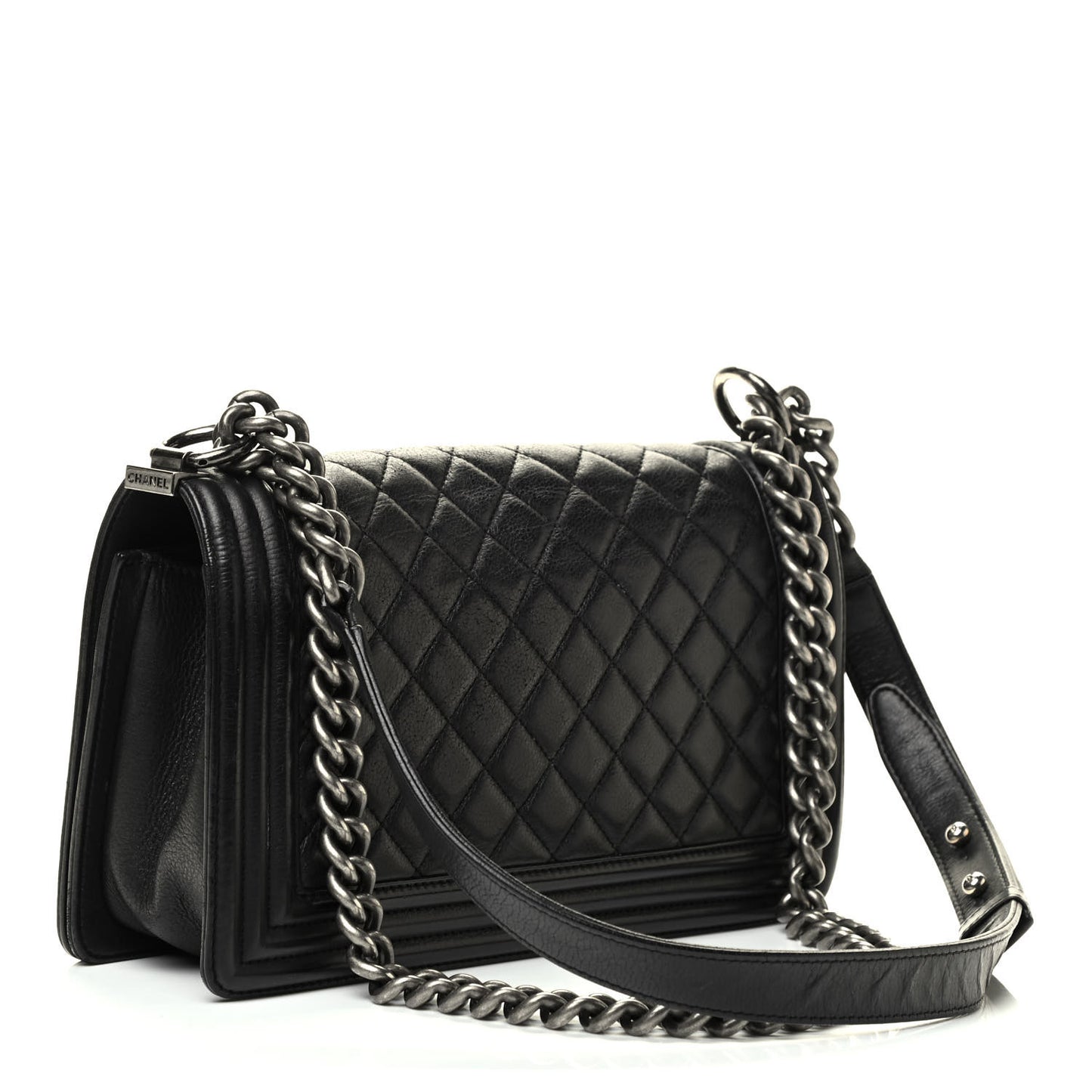 Calfskin Quilted Medium Boy Flap Black