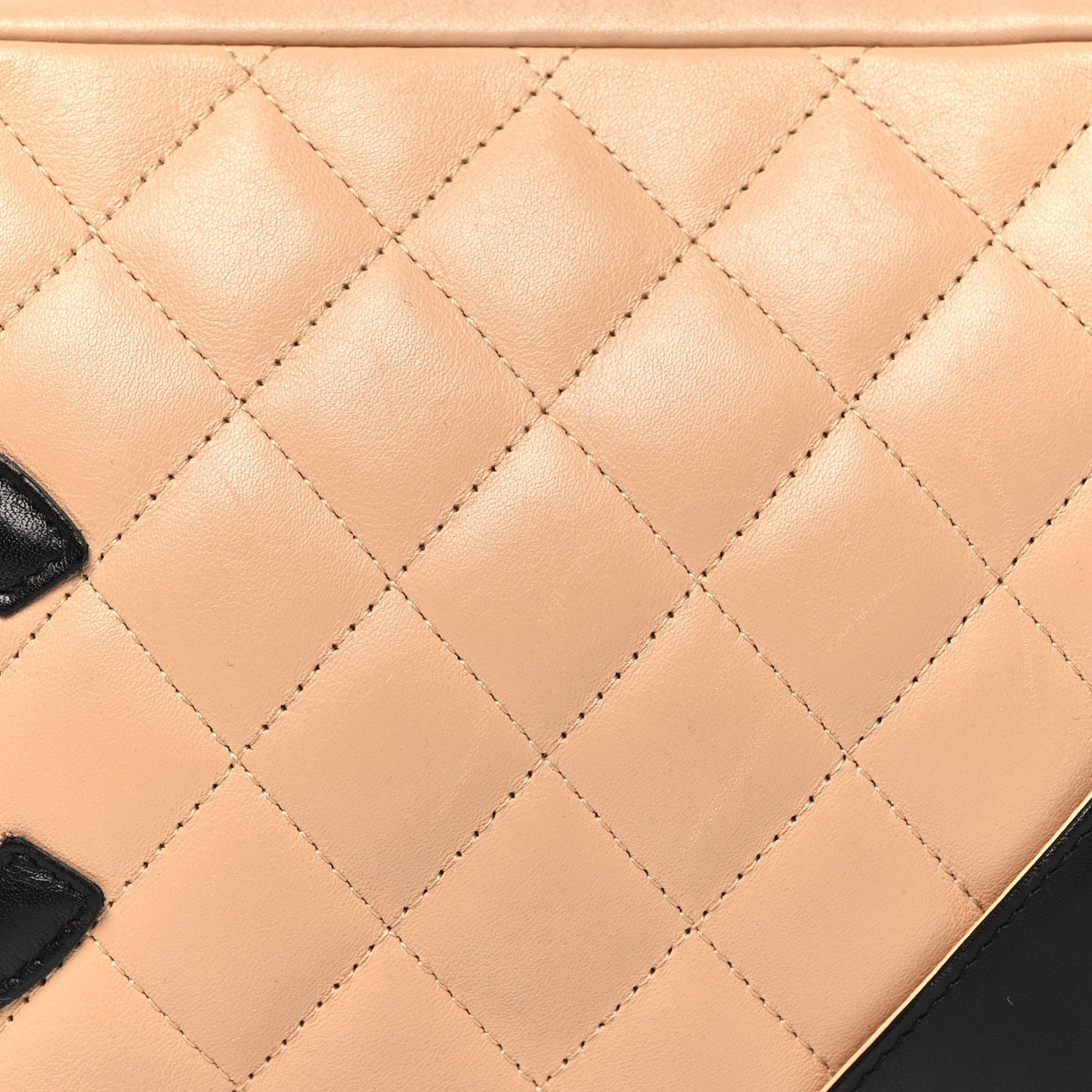 Calfskin Quilted Cambon Pochette Beige Black