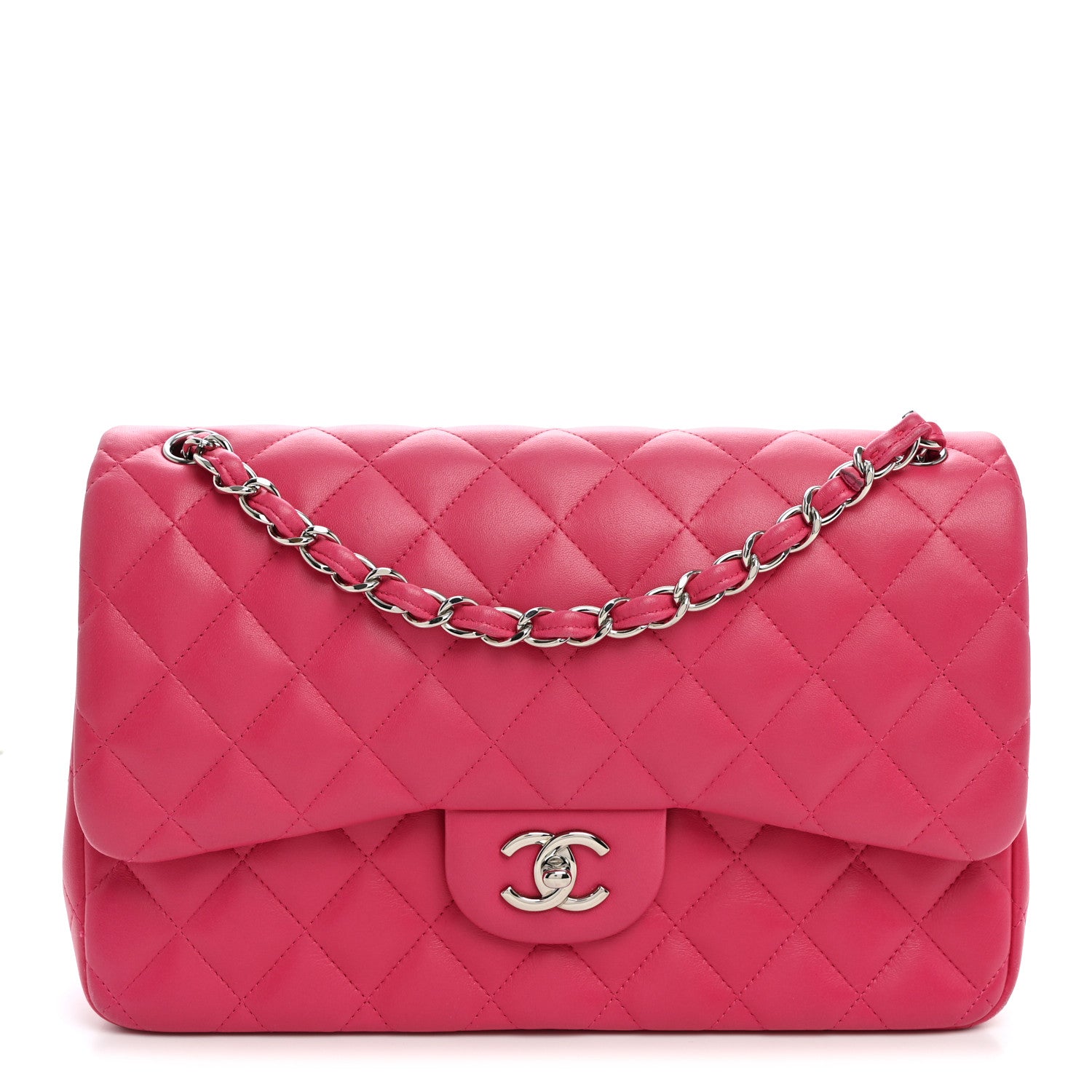 Chanel Lambskin Quilted Jumbo Double Flap Dark Pink 1 of 9