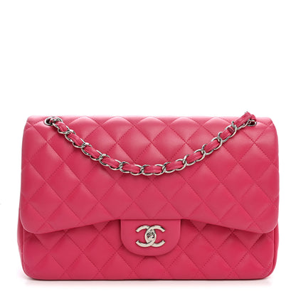 Chanel Lambskin Quilted Jumbo Double Flap Dark Pink 1 of 9