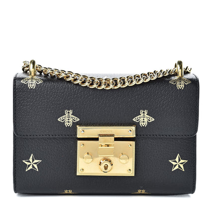 Gucci Grained Calfskin Bee Star Small Padlock Shoulder Bag Black 1 of 13