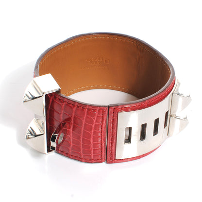 Hermes Shiny Alligator Collier De Chien CDC Bracelet S Bougainvillea 4 of 6