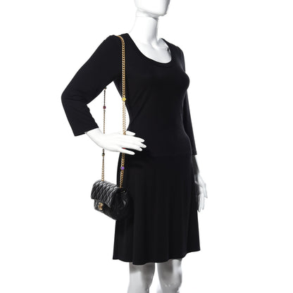 Chanel Lambskin Resin Quilted Mini Rectangular Pearl Samba Flap Black 2 of 10