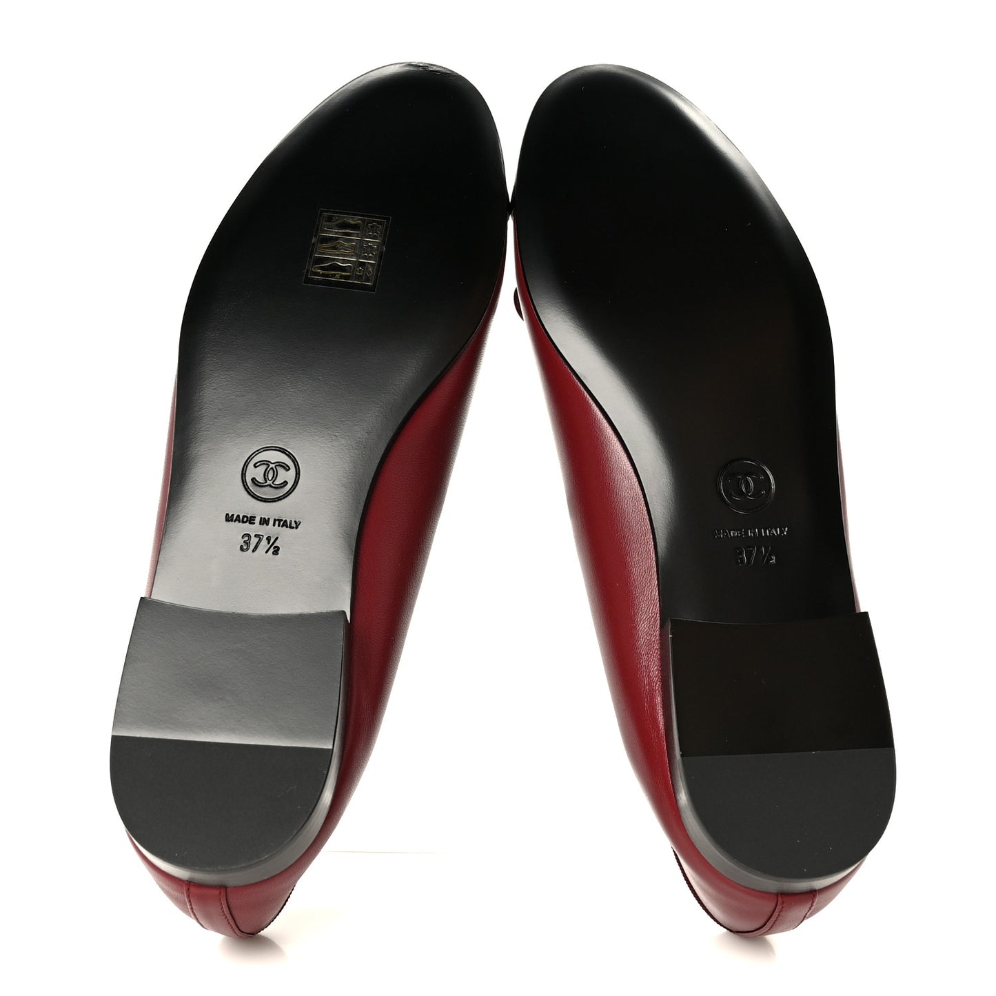 Lambskin Cap Toe CC Ballerina Flats 37.5 Burgundy Black