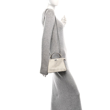 Fendi Crystal Vitello Laminato FF Petite Peekaboo I SEE U Satchel Crystal Argento 2 of 9