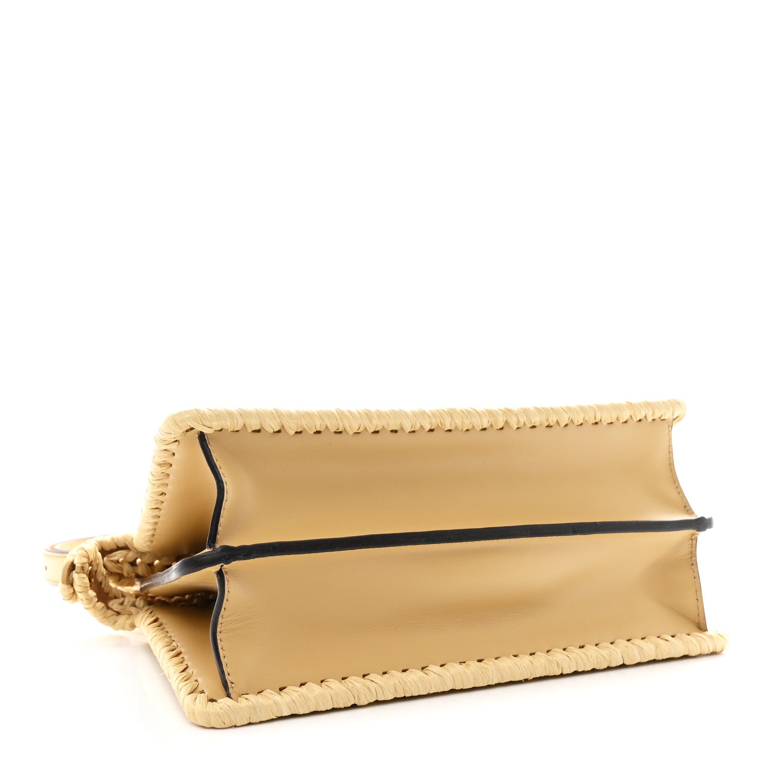 Fendi Raffia Embroidered Vitello King Shiny Nappa Intreccio Small Peekaboo I SEE U Satchel Sahara 4 of 12