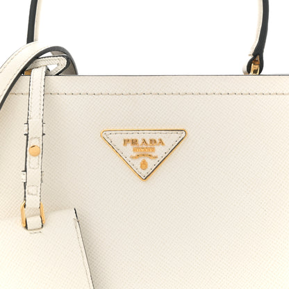 Prada Saffiano Cuir Medium Panier Bucket Bag  Bianco Black 7 of 10