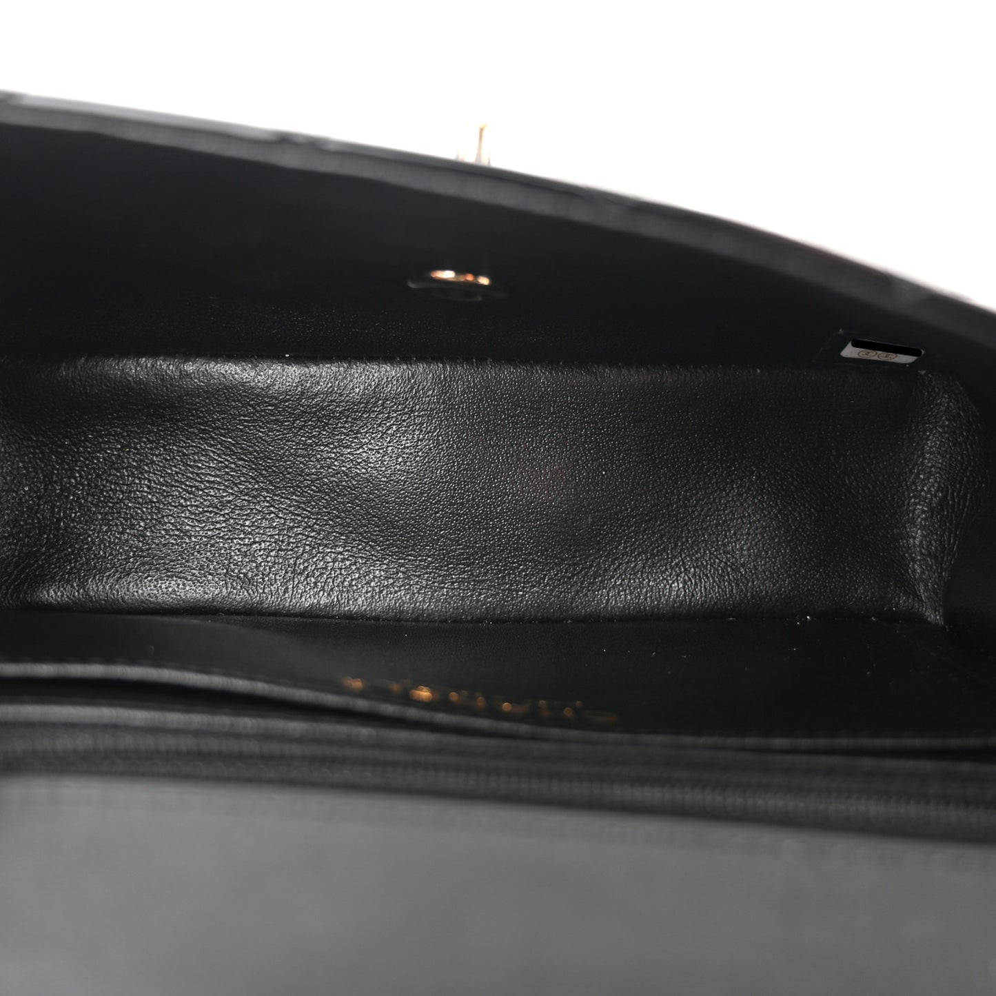 Patent Calfskin Quilted Mini Rectangular Flap Black