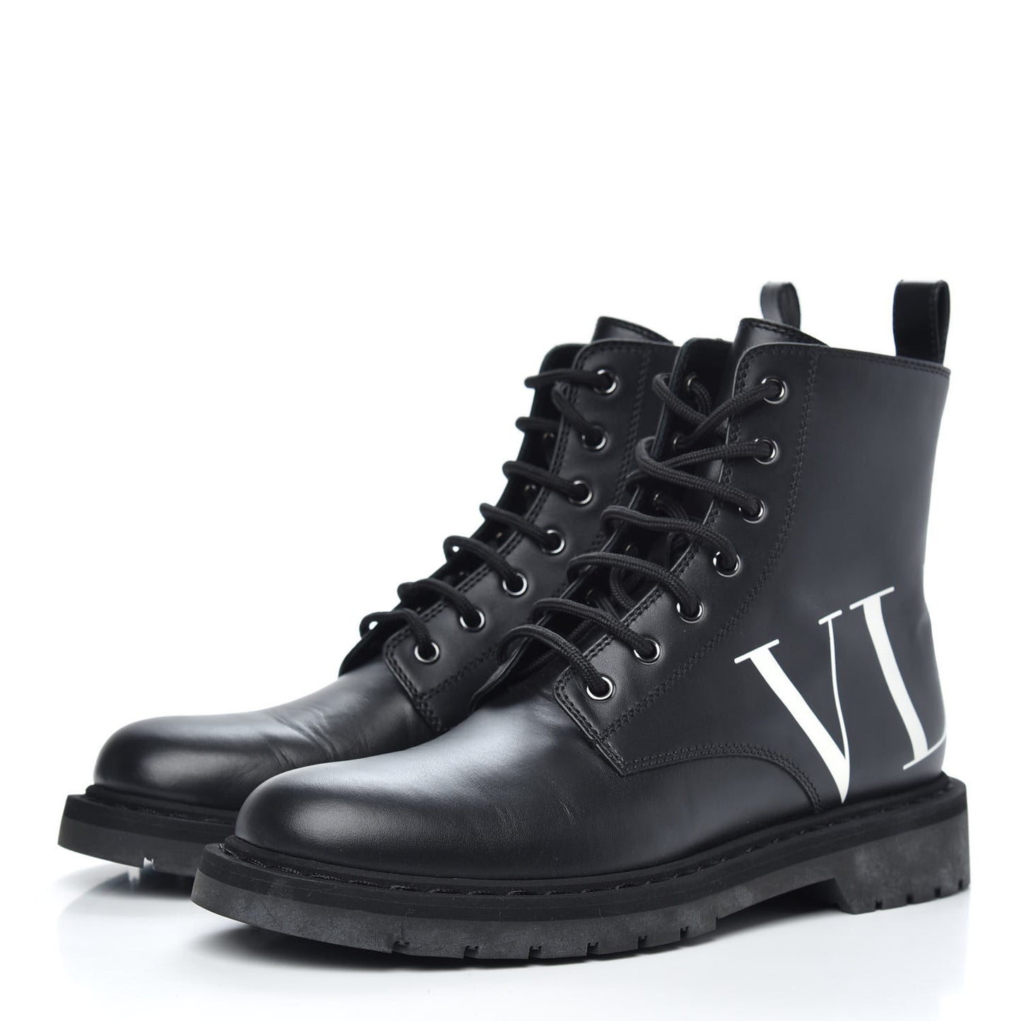 Calfskin VLTN 20mm Combat Boots 39.5 Black White