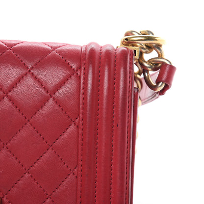 Chanel Lambskin Quilted Small Boy Flap Dark Red 11 of 20
