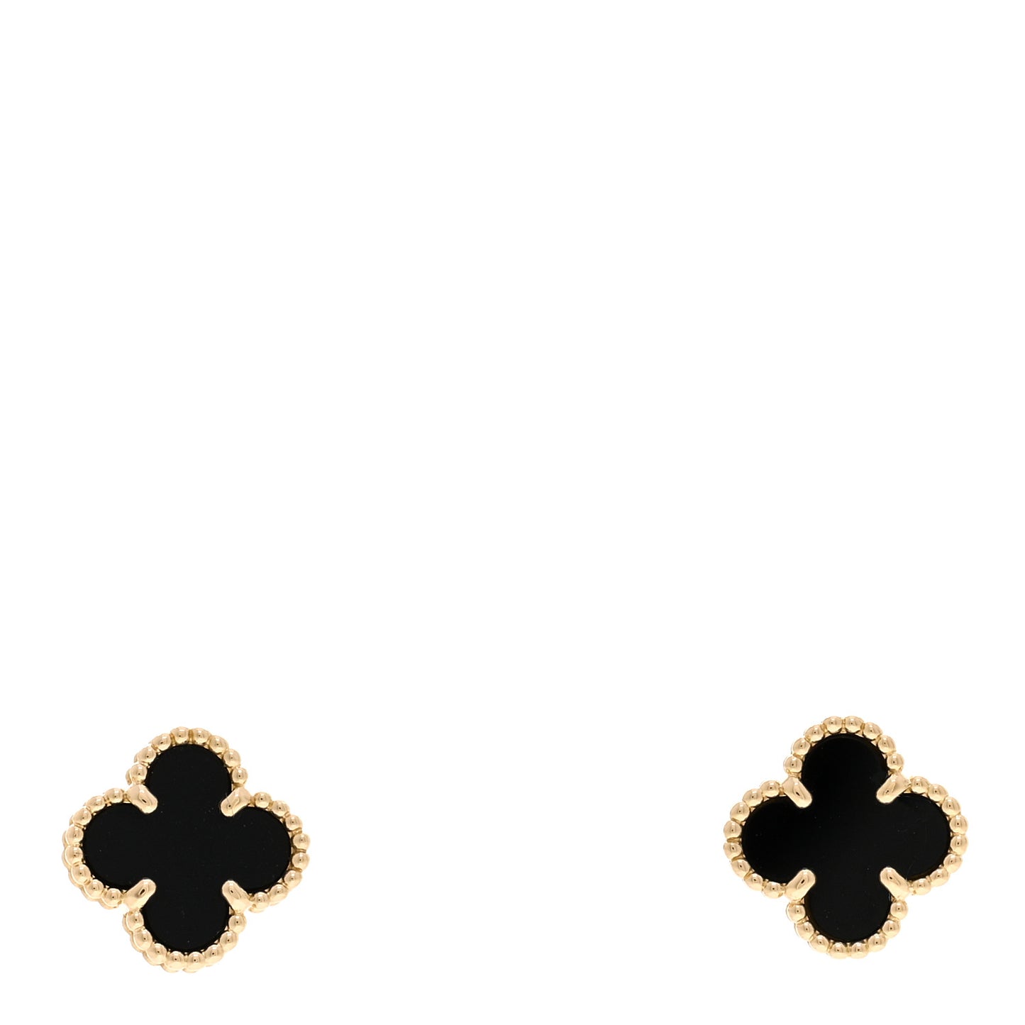18K Yellow Gold Black Onyx Sweet Alhambra Earrings
