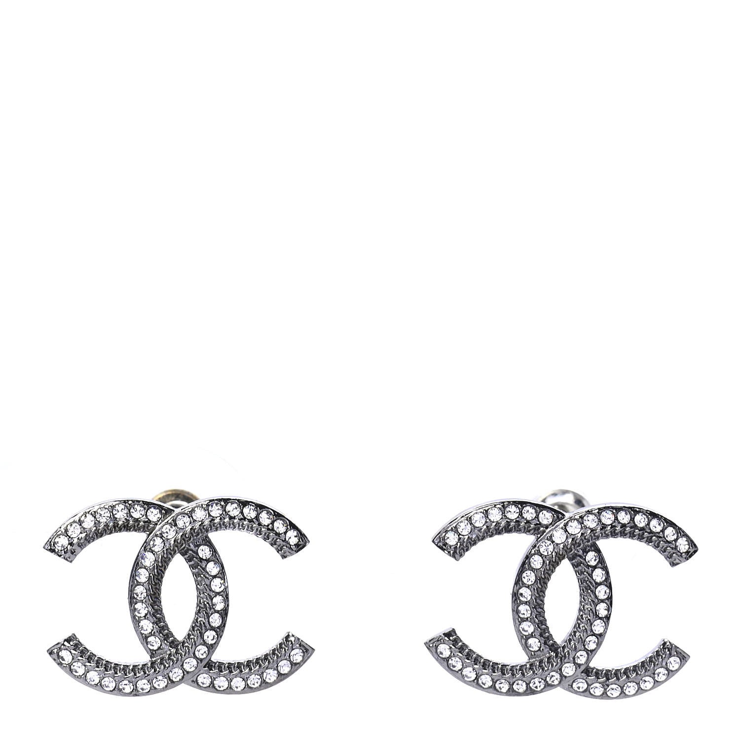 Chanel Ruthenium Crystal CC Earrings 1 of 4