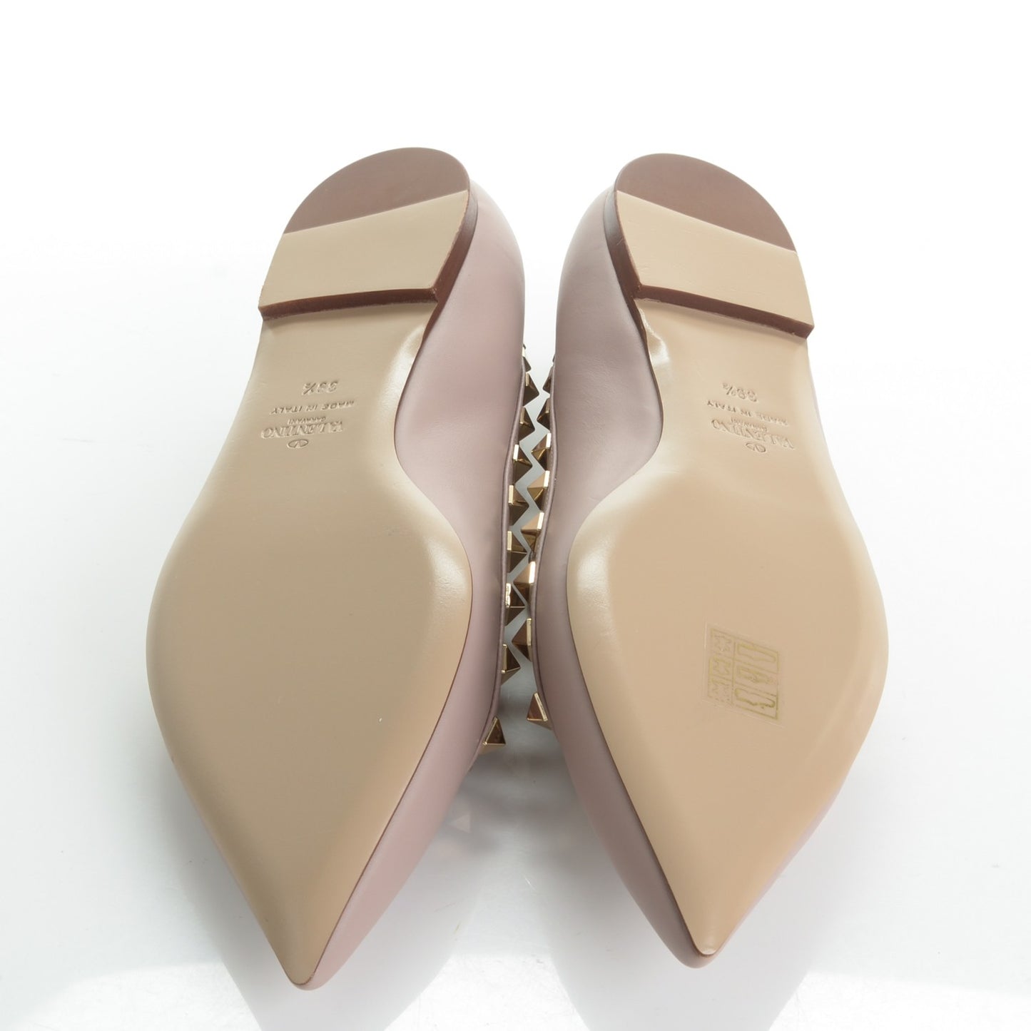 Nappa Rockstud Cage Ballerina Flats 39.5 Poudre