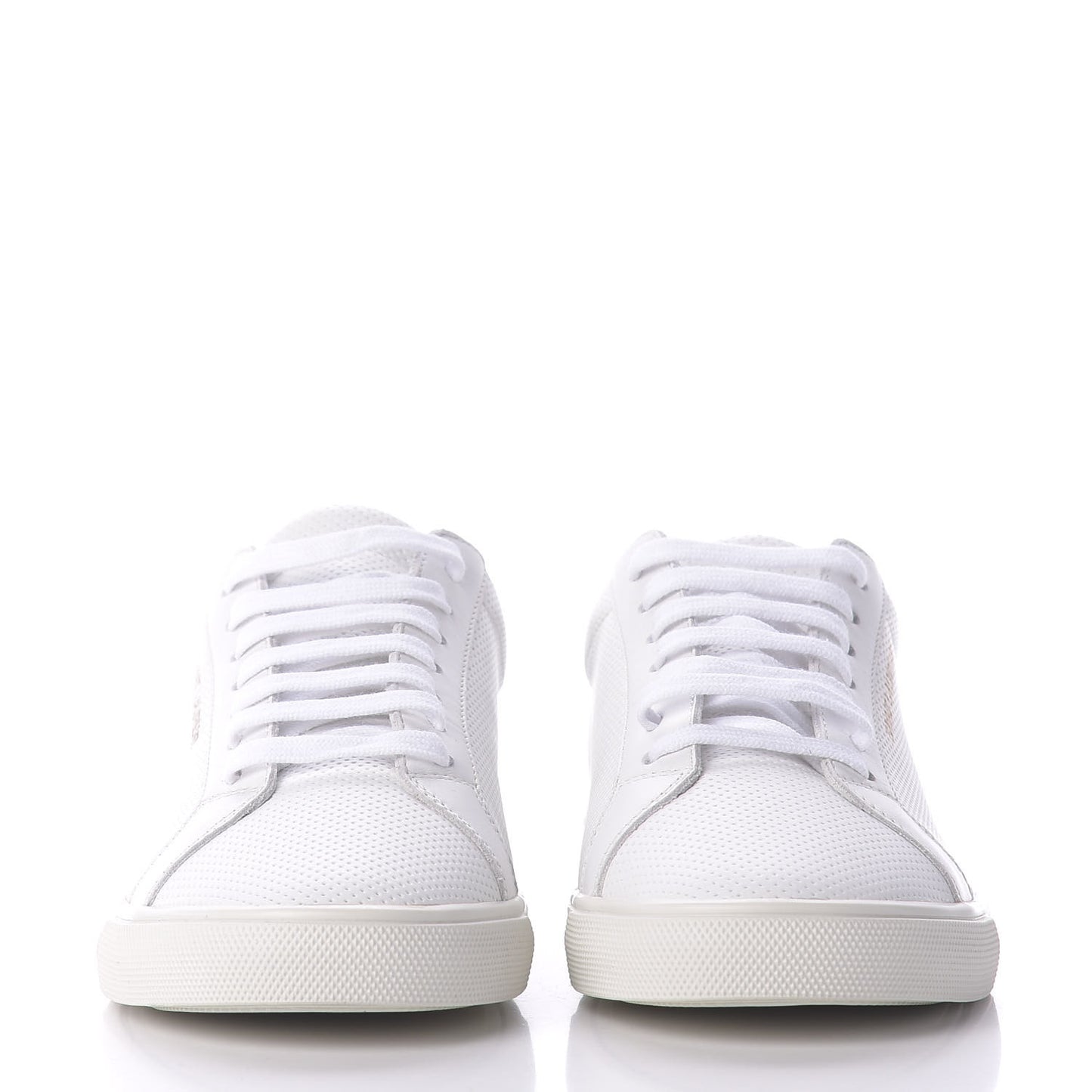 Perforated Calfskin Zebra Print Andy Low Top Sneakers 38.5 White