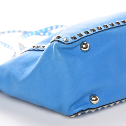 Valentino Garavani Vitello Medium Rockstud Tote Blue Fluo 9 of 11