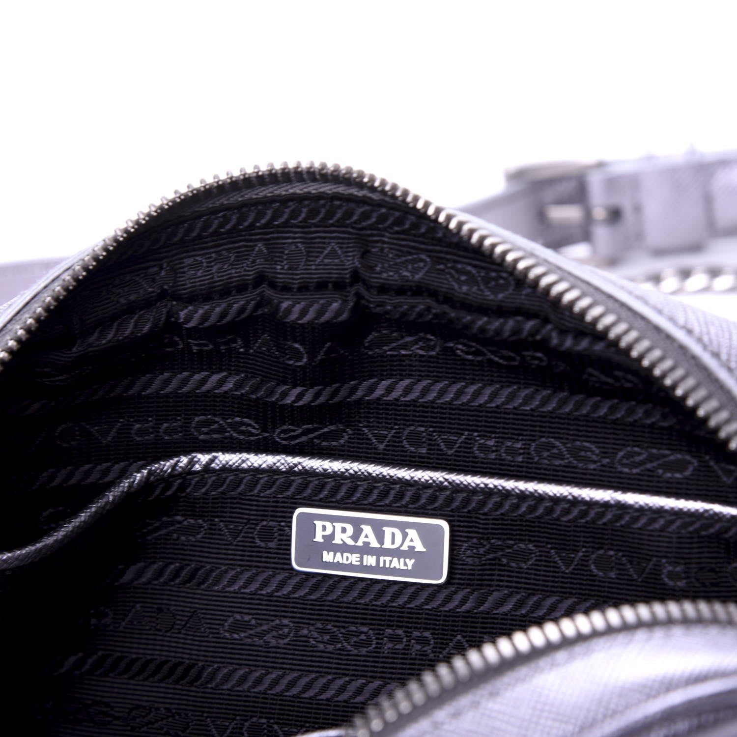 Prada Metallic Saffiano Belt Bag Silver 7 of 10