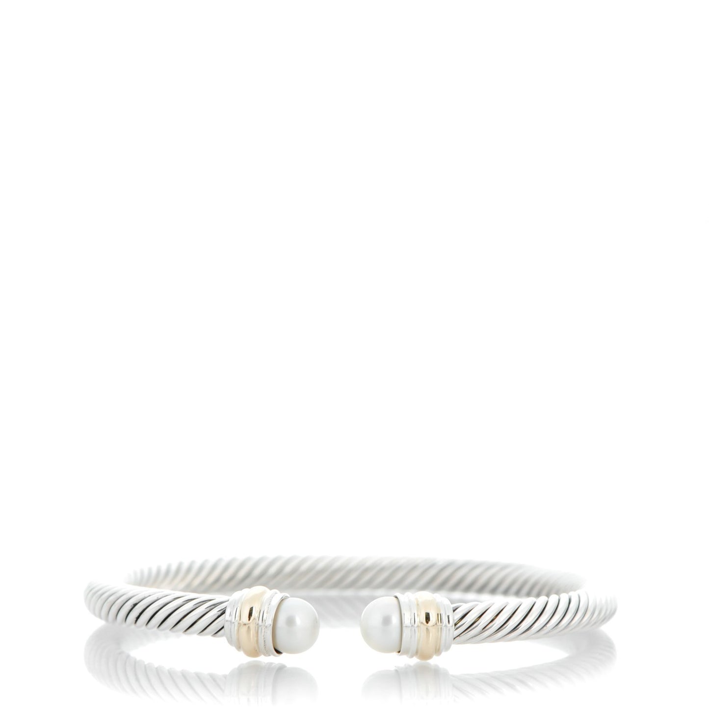 Sterling Silver 14K Yellow Gold Pearl 5mm Cable Classics Bracelet