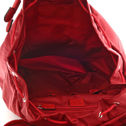 Gucci Nylon Monogram Dollar Calfskin Medium Light Double Buckle Backpack Vibrant Red 5 of 10