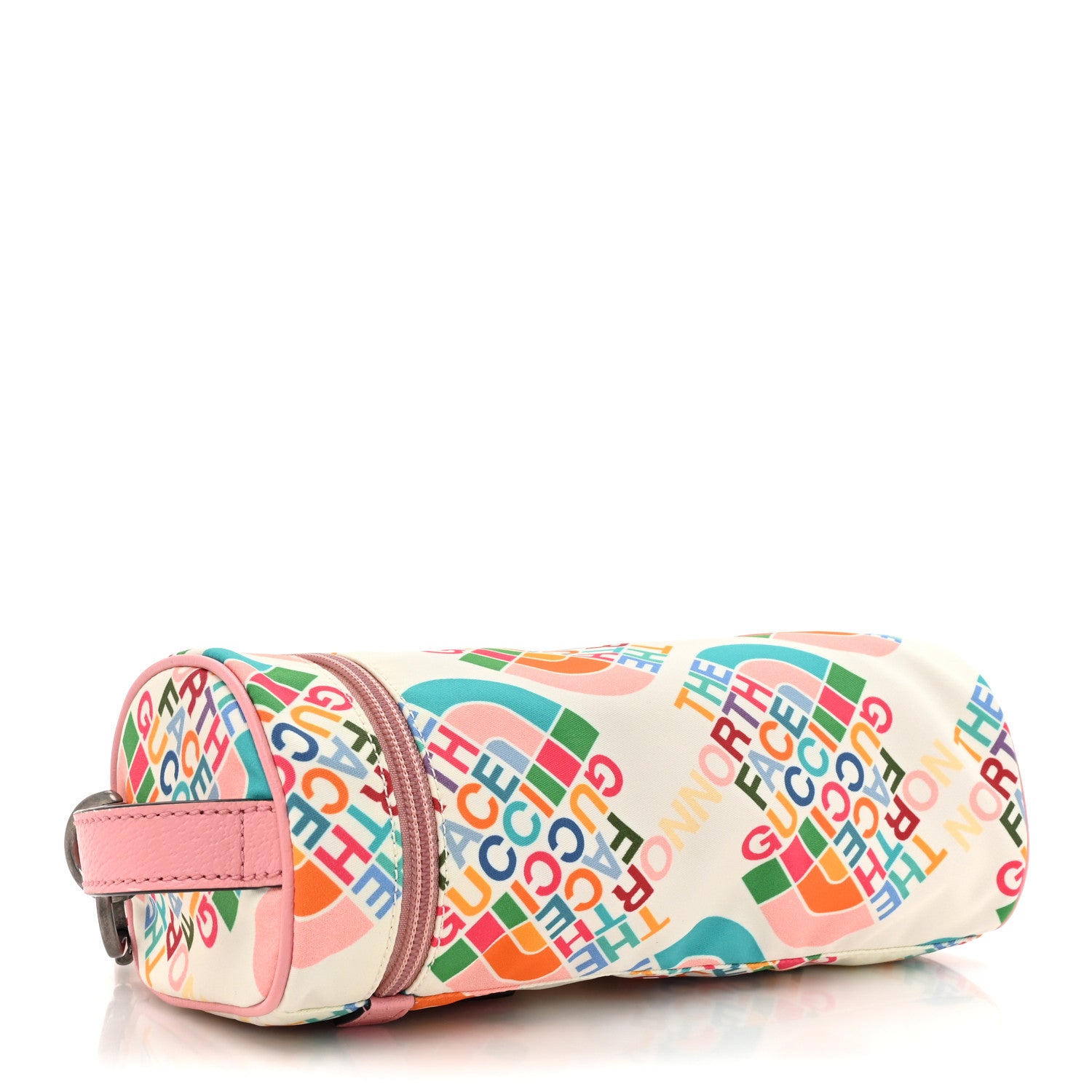 Gucci X THE NORTH FACE Econyl Nylon Barrel Shoulder Bag Ivory Turquoise Wild Rose 4 of 12