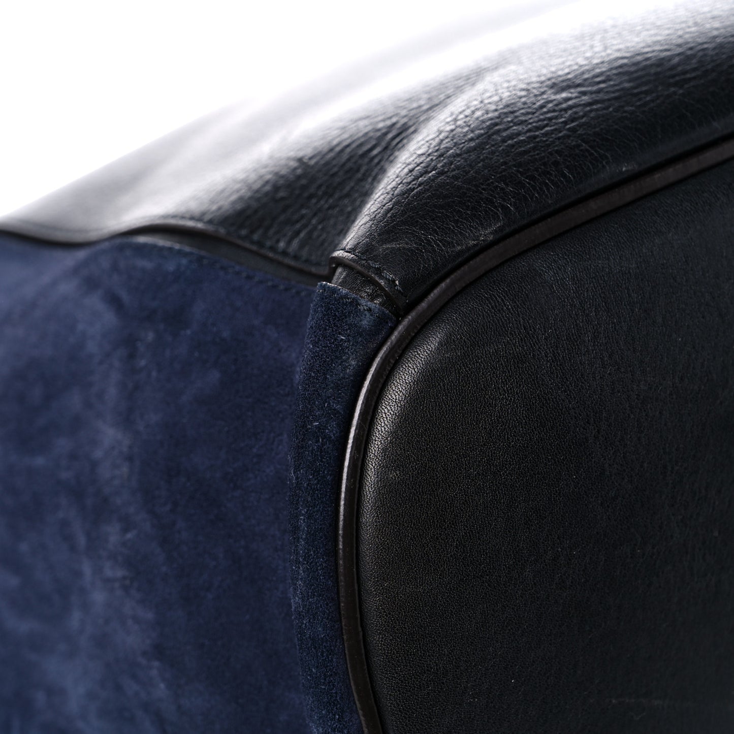Smooth Suede Calfskin Medium Myer Double Carry Bag Black Navy