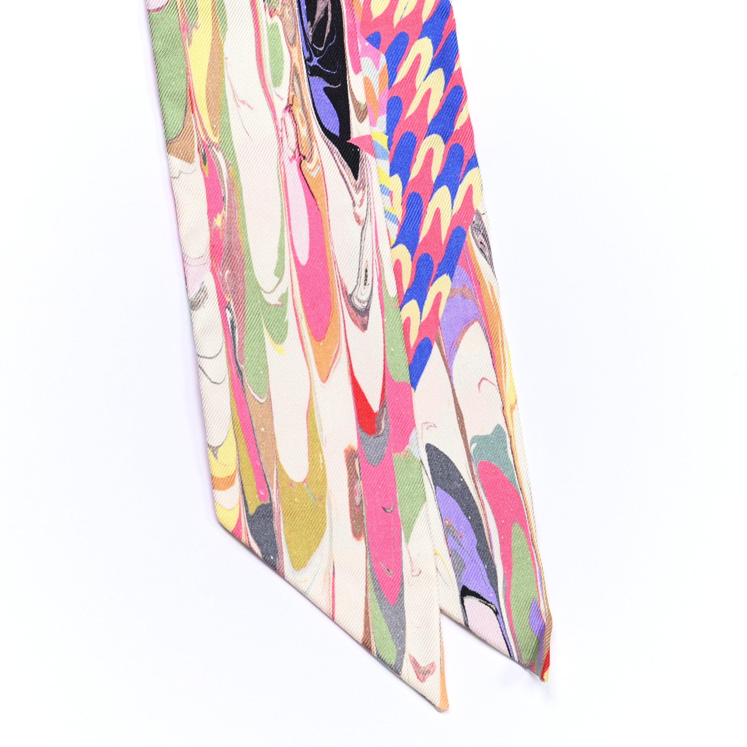 Hermes Silk Marble Silk Twilly Rose Vert Violet 4 of 8