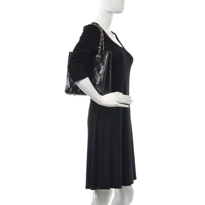 Chanel Lambskin Cross Stitch Shopper Tote Black 2 of 9