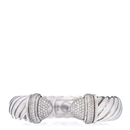 David Yurman Sterling Silver Diamond 15mm Waverly Bracelet 1 of 4