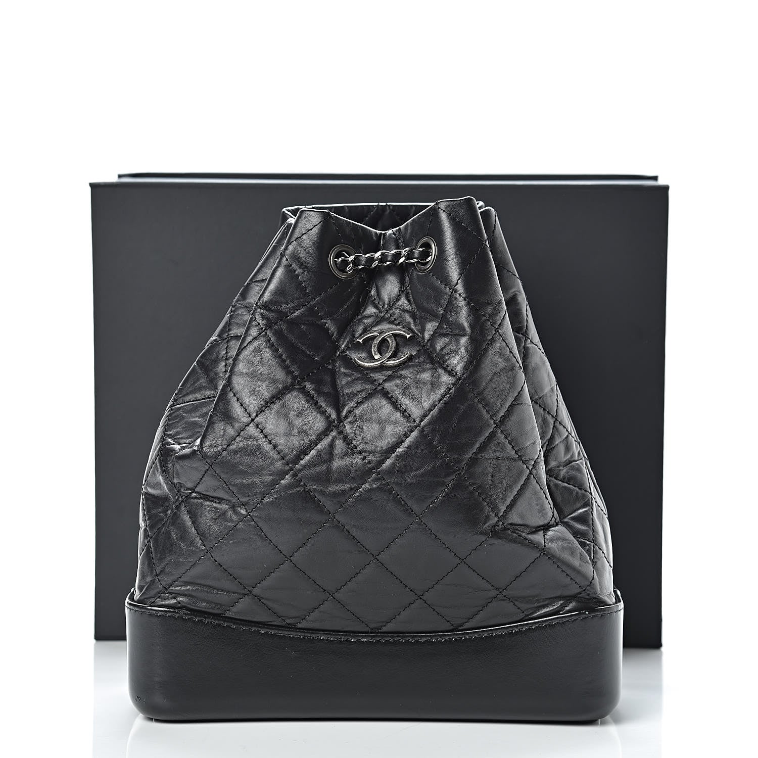 Chanel Aged Calfskin Quilted Gabrielle Backpack Black 13 of 13