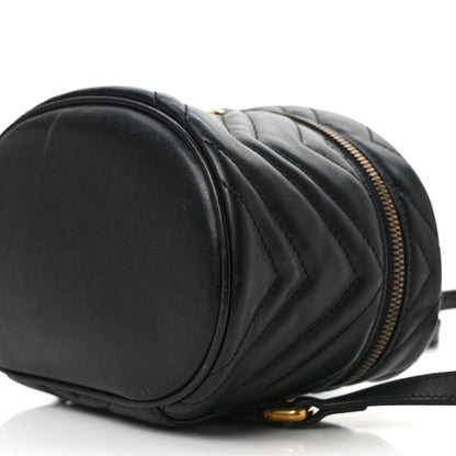 Gucci Calfskin Matelasse Mini GG Marmont Round Backpack Black 9 of 14
