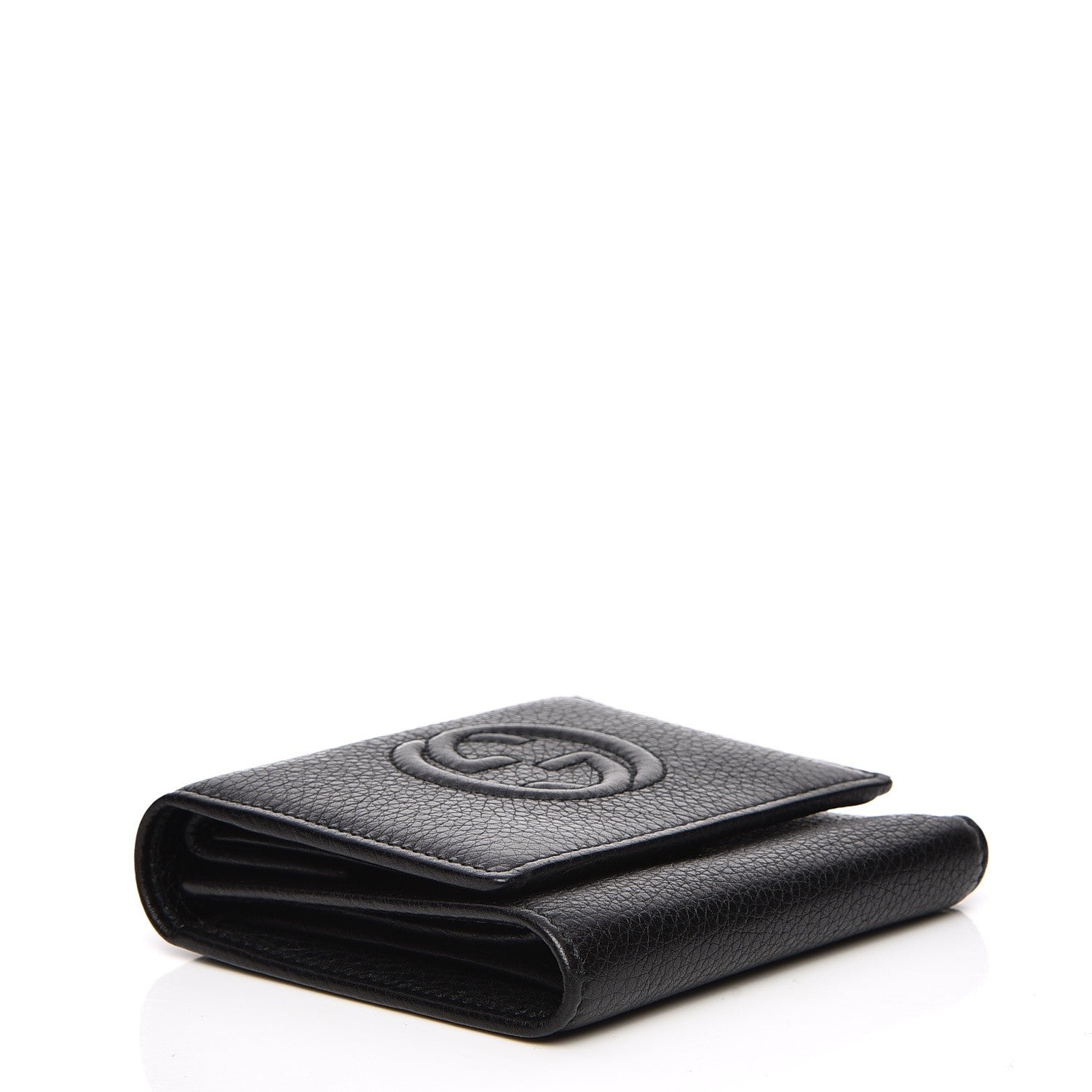 Gucci Pebbled Calfskin Soho Compact Flap Wallet Black 4 of 8