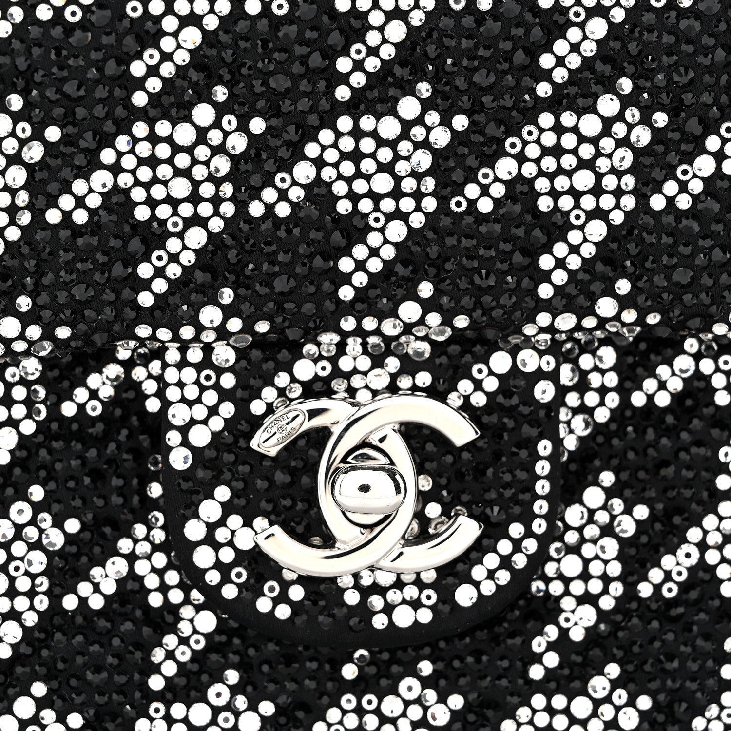 Chanel Satin Crystal Diamante Houndstooth Small Flap Black 8 of 11