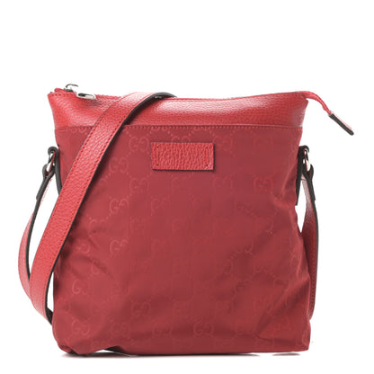 Gucci Nylon Monogram Dollar Calfskin Small Flat Messenger Bag Vibrant Red 1 of 10