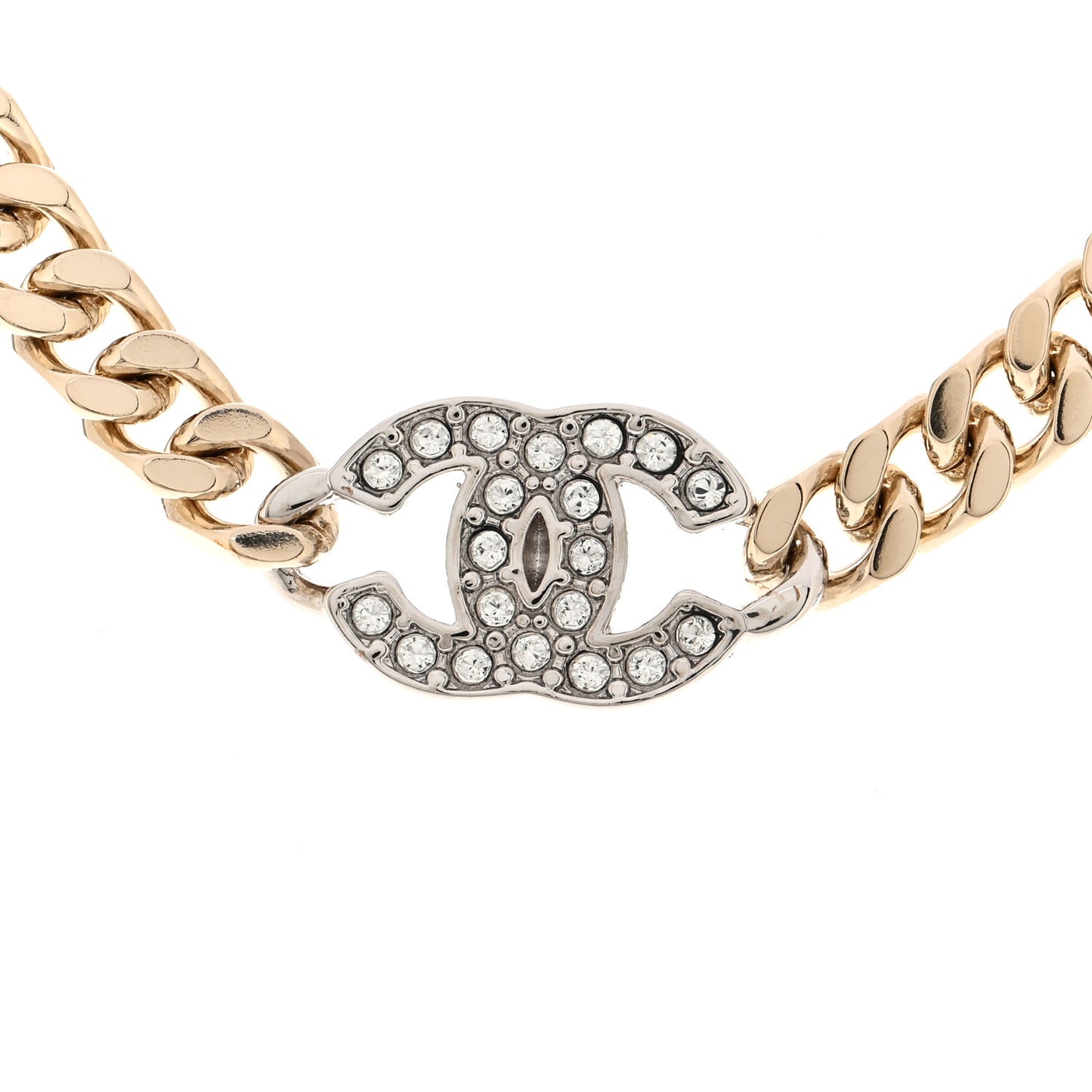 Crystal Chain Link CC Choker Gold Silver