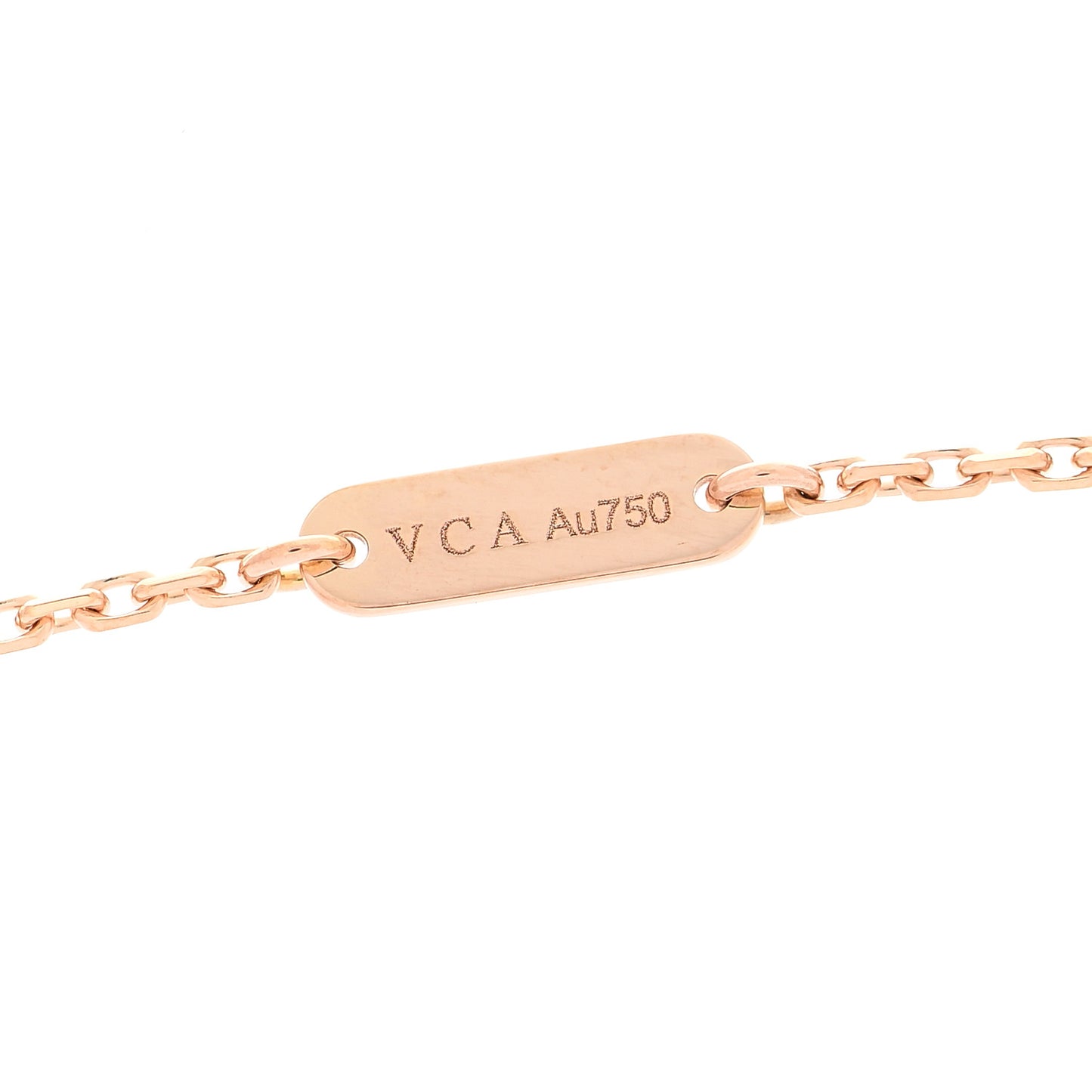 18K Rose Gold Diamond Pink Porcelain Vintage Alhambra Pendant Necklace
