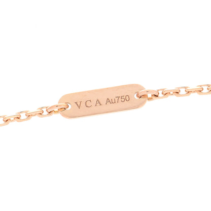 Van Cleef & Arpels 18K Rose Gold Diamond Pink Porcelain Vintage Alhambra Pendant Necklace 4 of 7