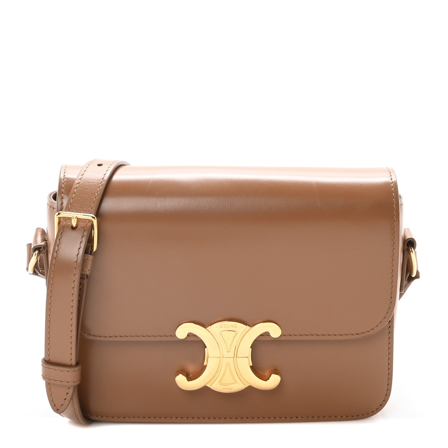 Celine Shiny Calfskin Teen Triomphe Bronze 1 of 10