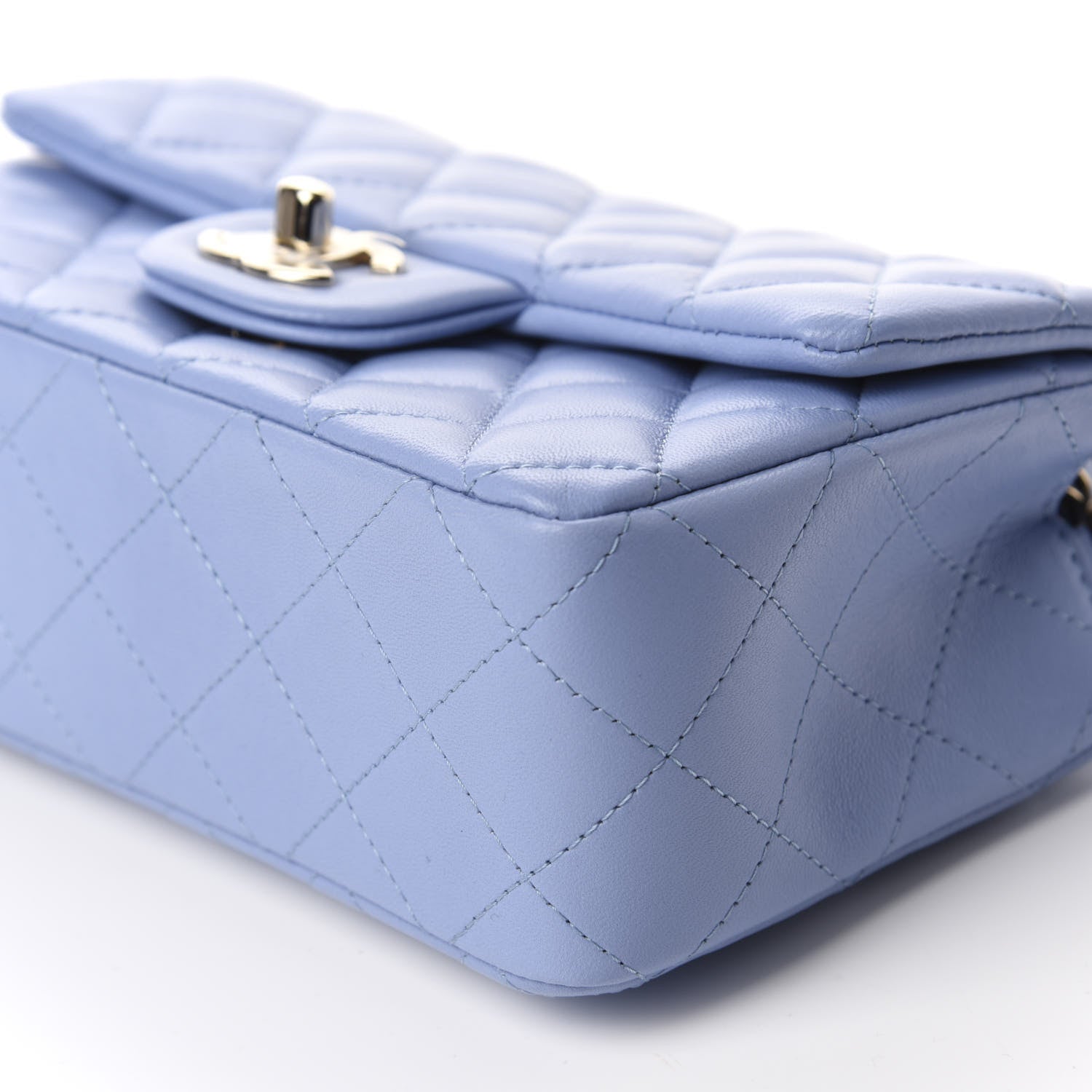 Chanel Lambskin Quilted Mini Rectangular Flap Light Blue 7 of 11
