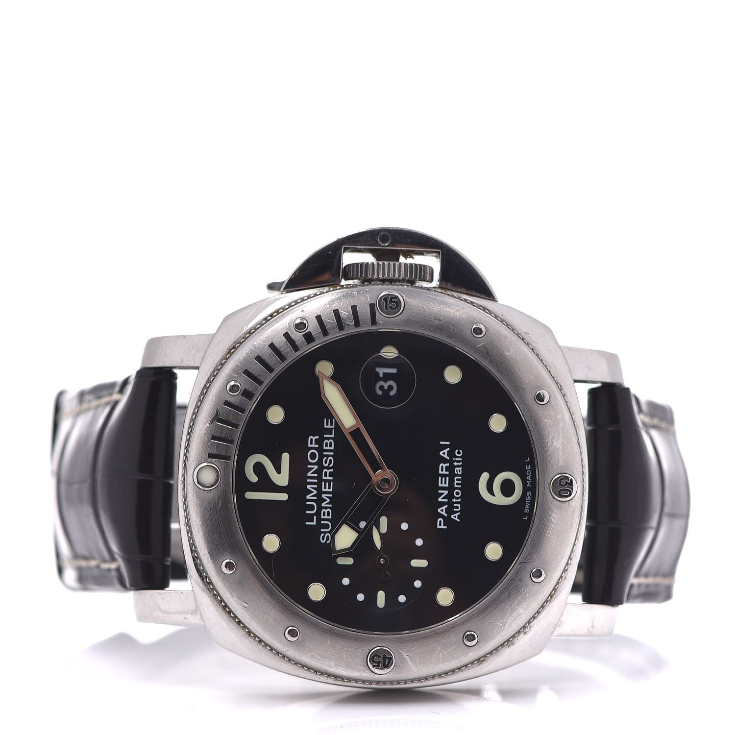 Panerai Stainless Steel Alligator 44mm Luminor Submersible Automatic Watch Black PAM00025 3 of 6