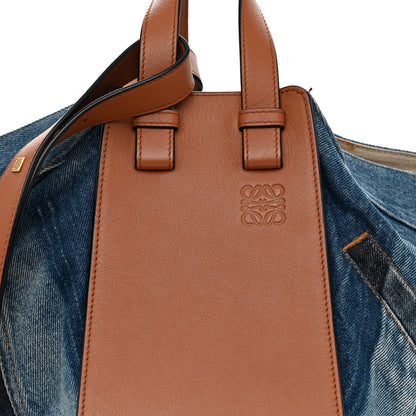 Loewe Calfskin Denim Small Hammock Shoulder Bag Blue Tan 7 of 13