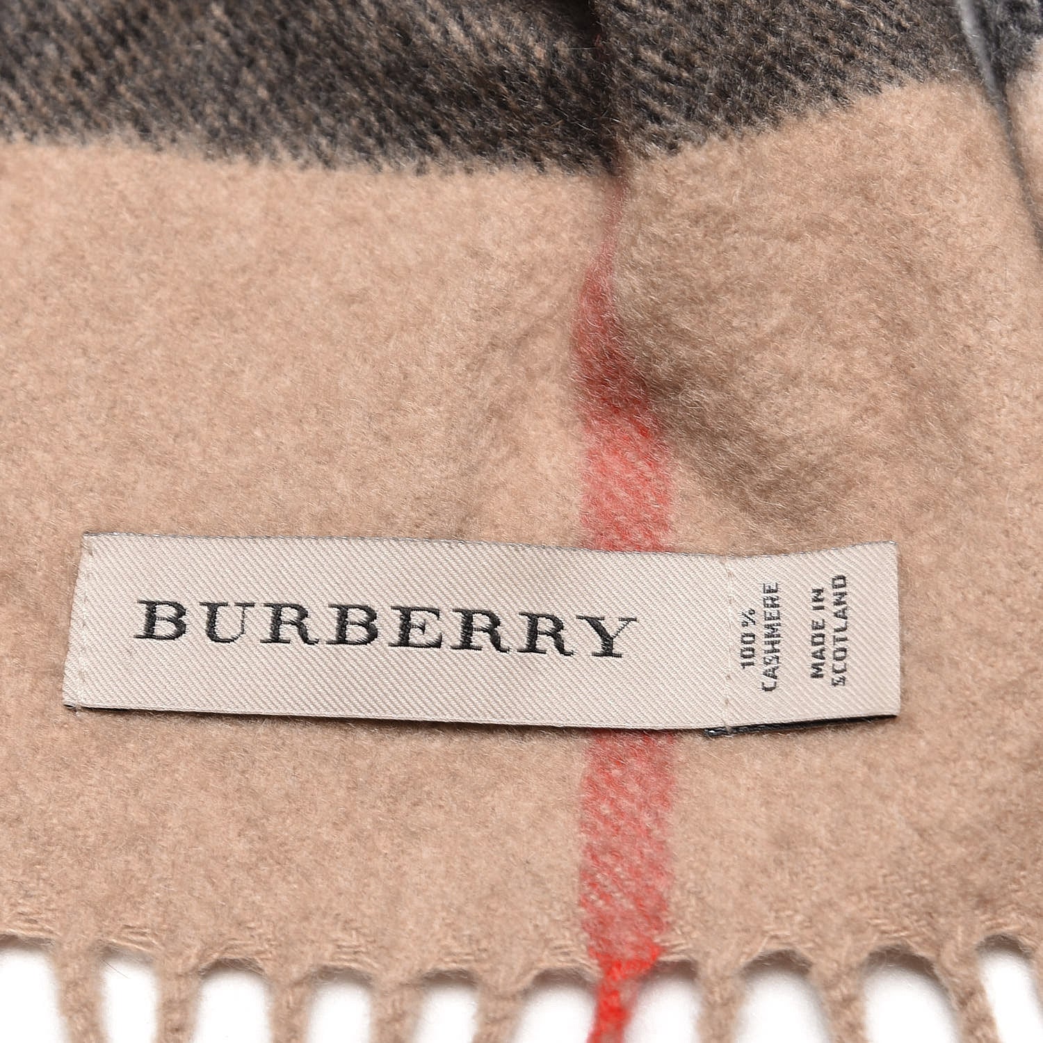 Burberry Cashmere Giant Check Fringe Scarf Camel 5 of 5
