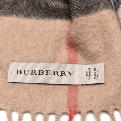 Burberry Cashmere Giant Check Fringe Scarf Camel 5 of 5