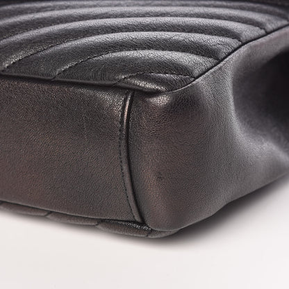 Saint Laurent Sheepskin Matelasse Chevron Monogram Medium College Bag Black 10 of 11