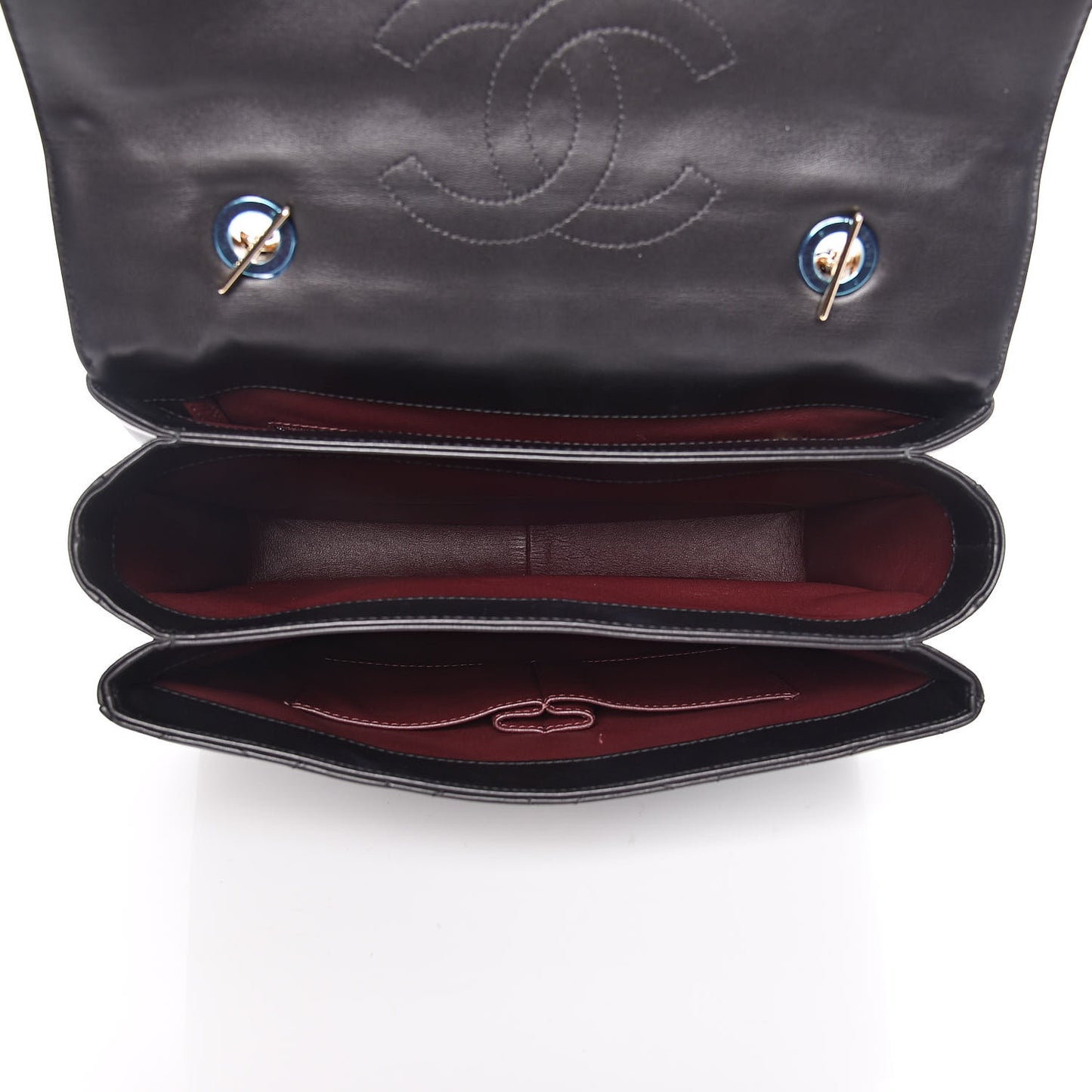 Lambskin Quilted Large Trendy CC Dual Handle Flap Bag Black