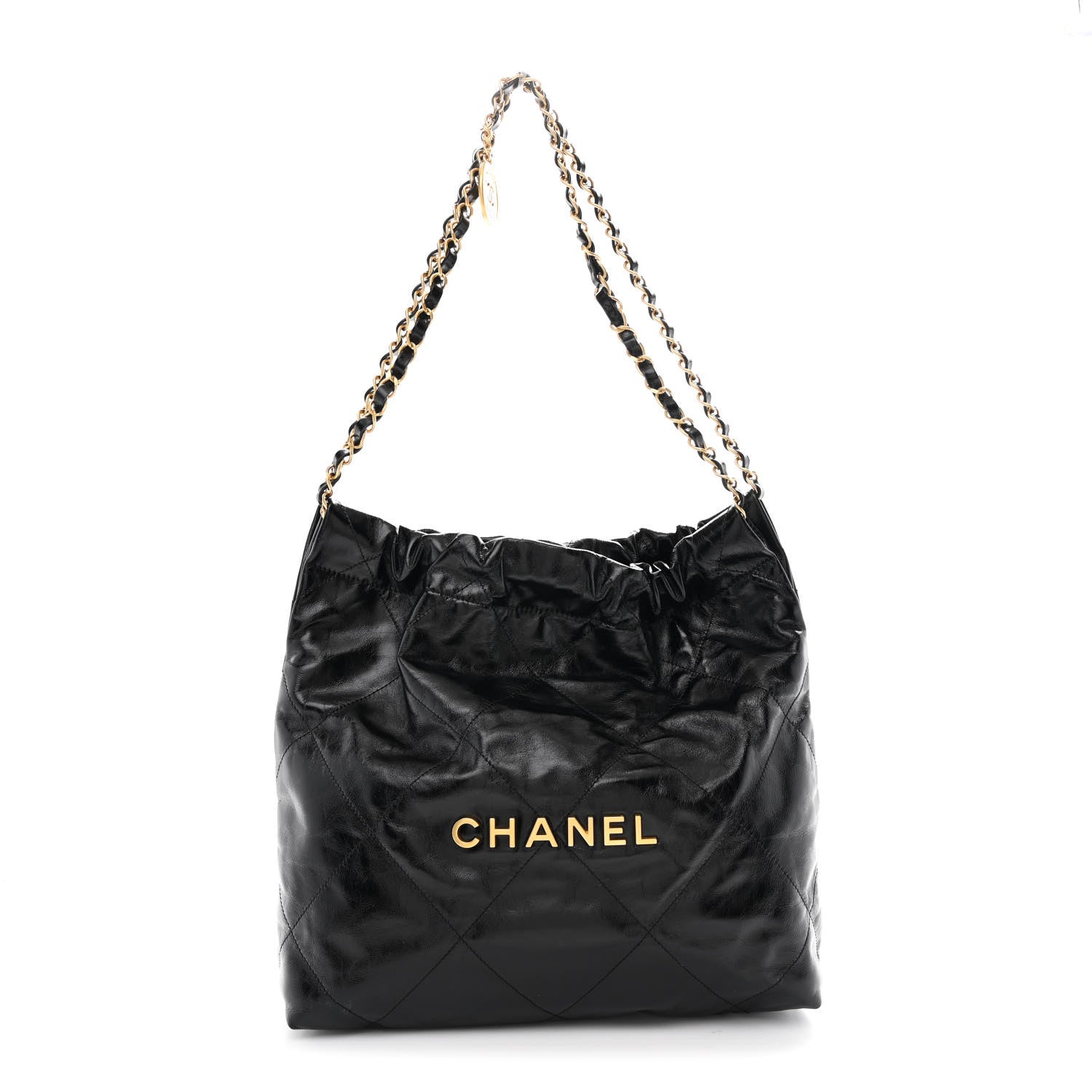 Chanel Glazed Calfskin  Quilted Small Chanel 22 Black 1 of 12