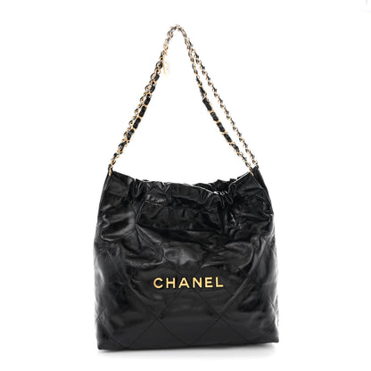 Chanel Glazed Calfskin  Quilted Small Chanel 22 Black 1 of 12